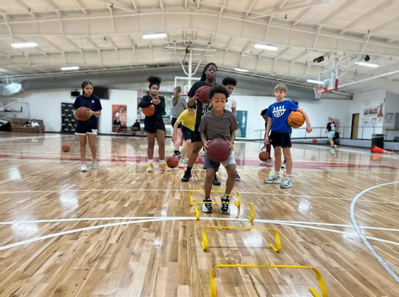 LABCITY players running dribbling and footwork drills in a group training session